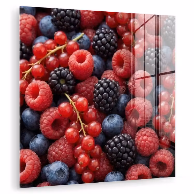 Glas schilderij - Bessen - Mix - Vers - Eten - Kleurrijk — 1