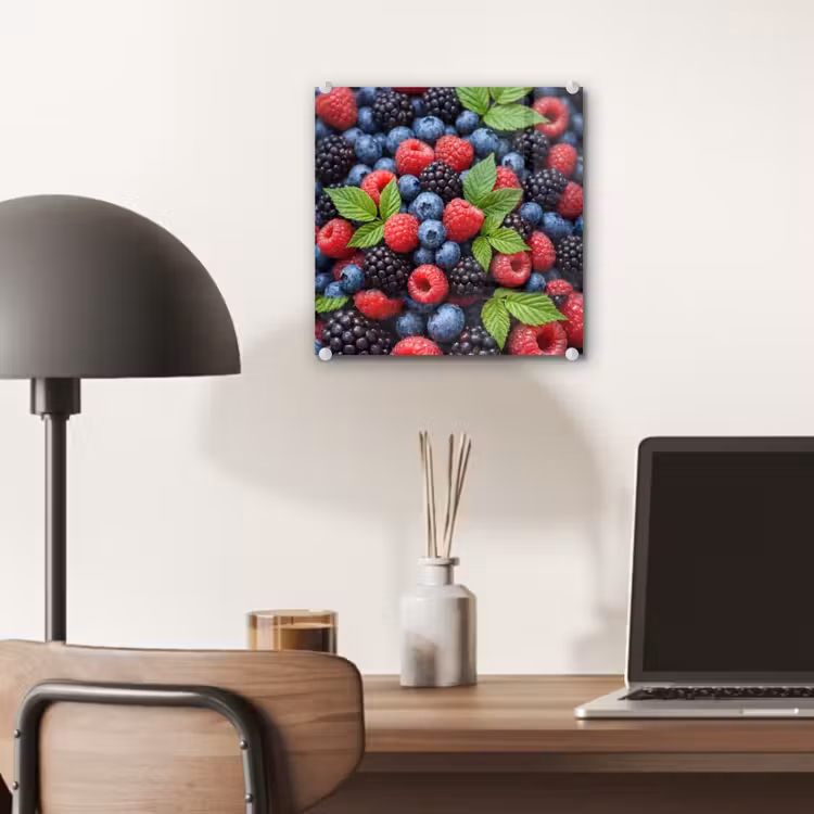 Glas schilderij - Bessen - Vers - Waterdruppels - Kleurrijk - Eten — 7