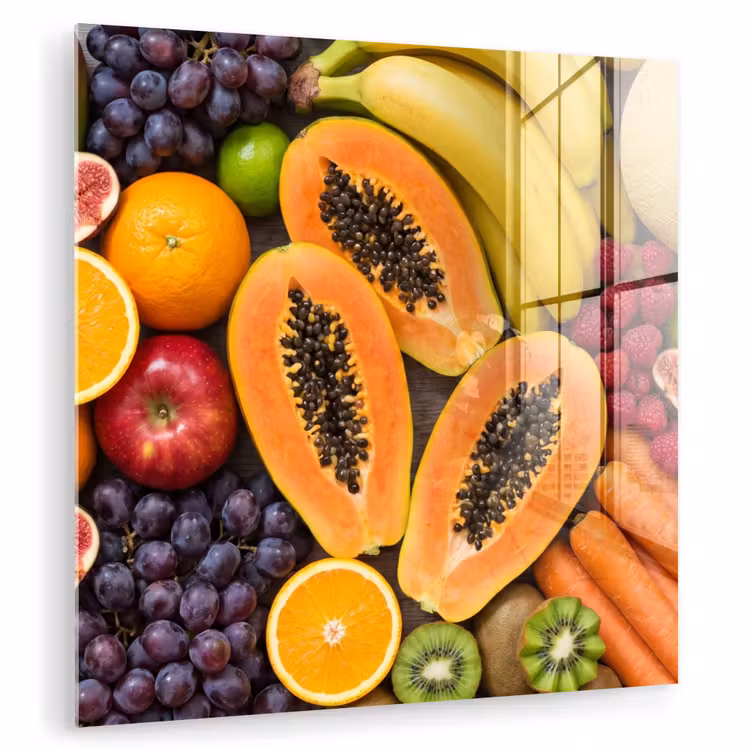 Glas schilderij - Eten - Fruit - Groenten - Vers - Kleurrijk — 1