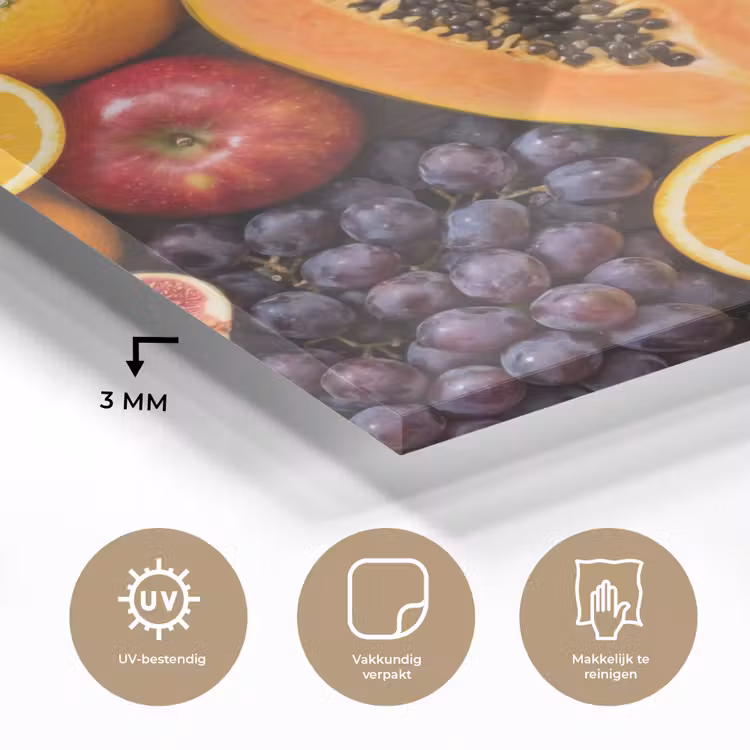 Glas schilderij - Eten - Fruit - Groenten - Vers - Kleurrijk — 3