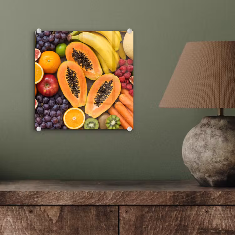 Glas schilderij - Eten - Fruit - Groenten - Vers - Kleurrijk — 4