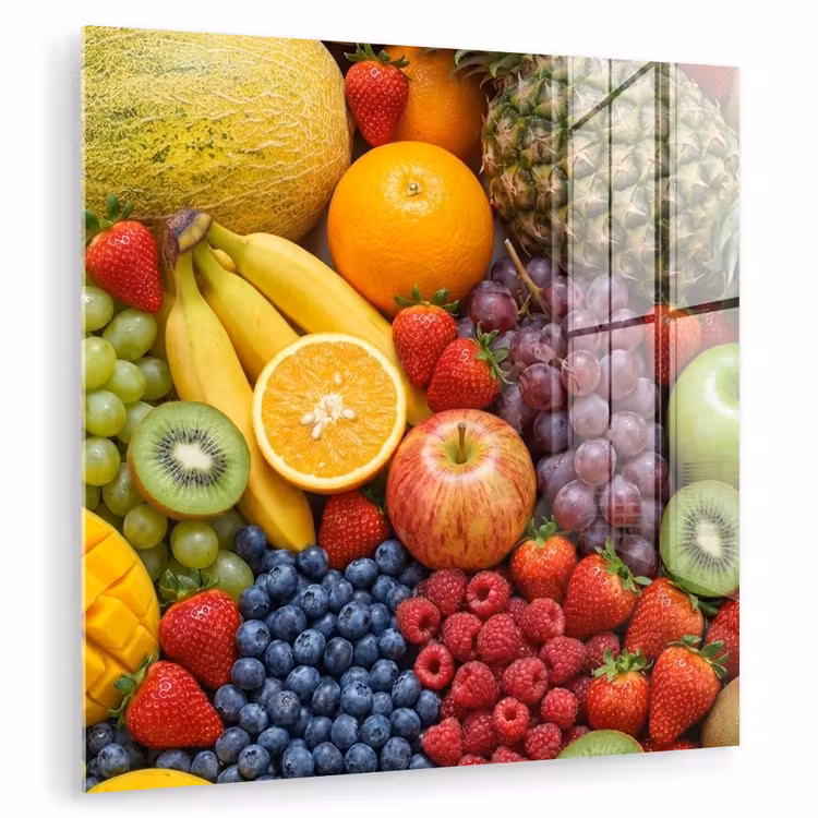 Glas schilderij - Eten - Fruit - Vers - Kleurrijk - Voeding — 1
