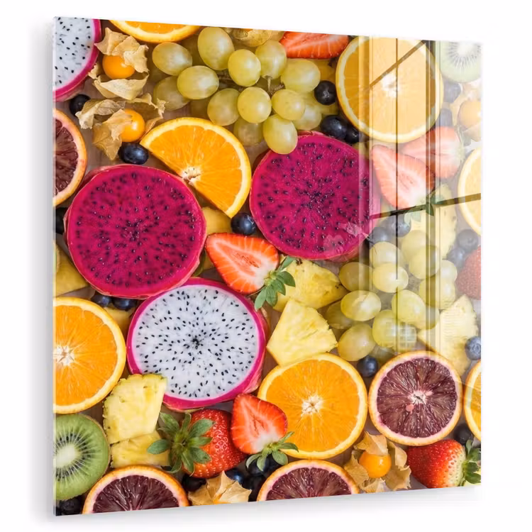 Glas schilderij - Fruit - Assortiment - Kleurrijk - Gezondheid — 1