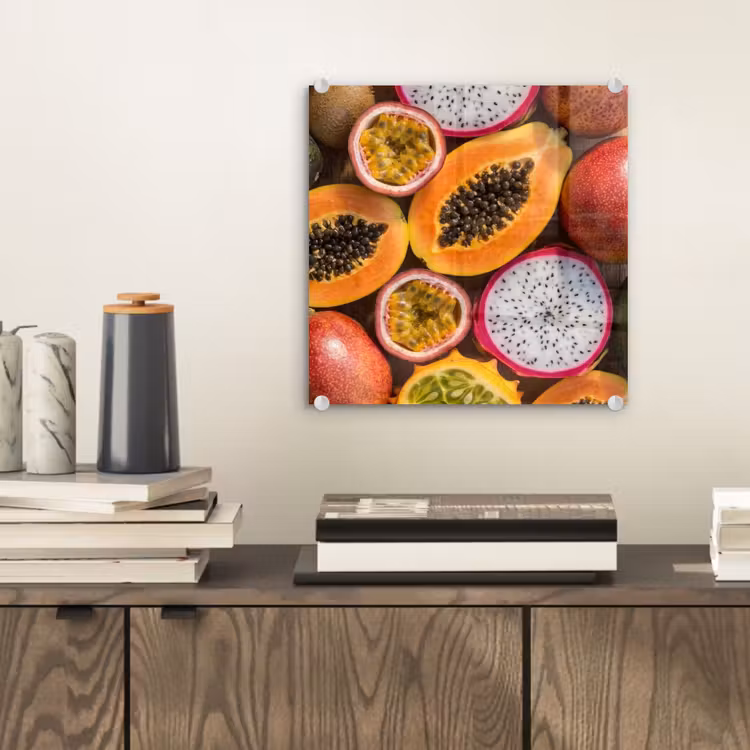 Glas schilderij - Fruit - Geopend - Tropisch - Eten - Kleurrijk — 2