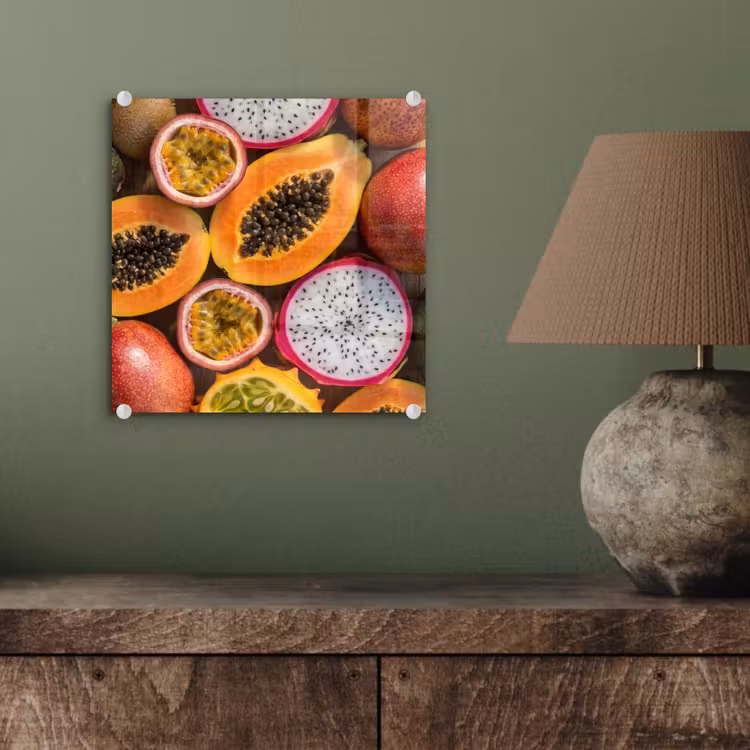 Glas schilderij - Fruit - Geopend - Tropisch - Eten - Kleurrijk — 4