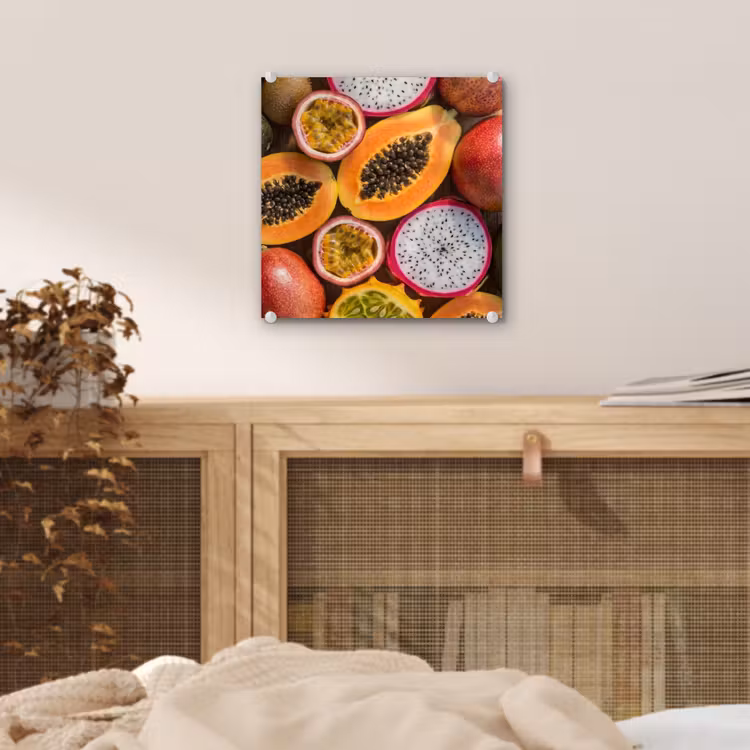 Glas schilderij - Fruit - Geopend - Tropisch - Eten - Kleurrijk — 5