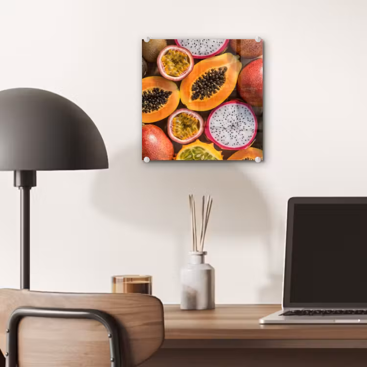 Glas schilderij - Fruit - Geopend - Tropisch - Eten - Kleurrijk — 7