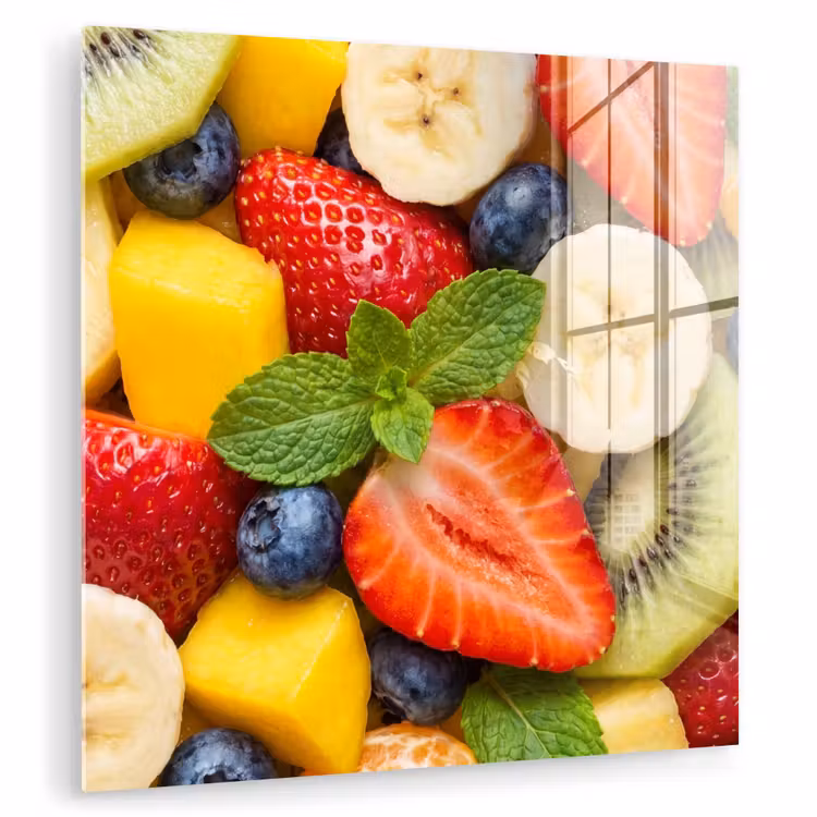 Glas schilderij - Fruit - Plakjes - Eten - Kleurrijk — 1