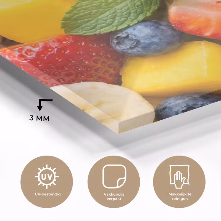 Glas schilderij - Fruit - Plakjes - Eten - Kleurrijk — 3