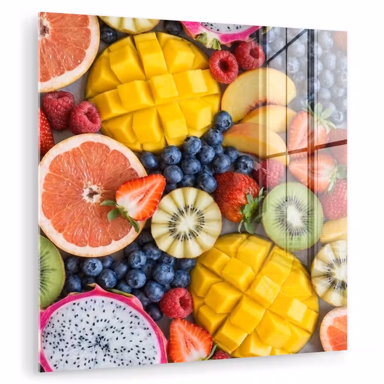 Glas schilderij - Fruit - Versneden - Kleurrijk - Eten - Gezond — 1