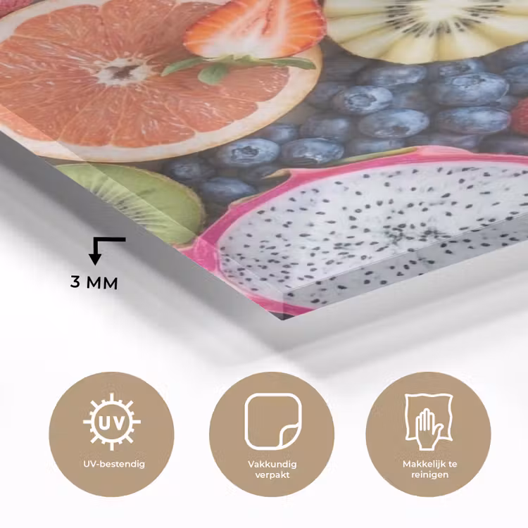 Glas schilderij - Fruit - Versneden - Kleurrijk - Eten - Gezond — 3