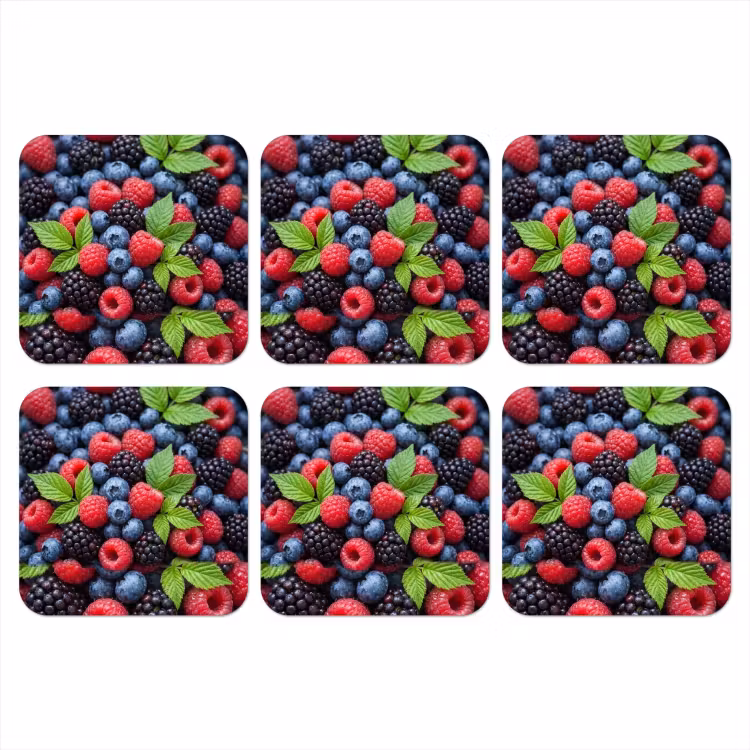 Onderzetter - Bessen - Vers - Waterdruppels - Kleurrijk - Eten — 1