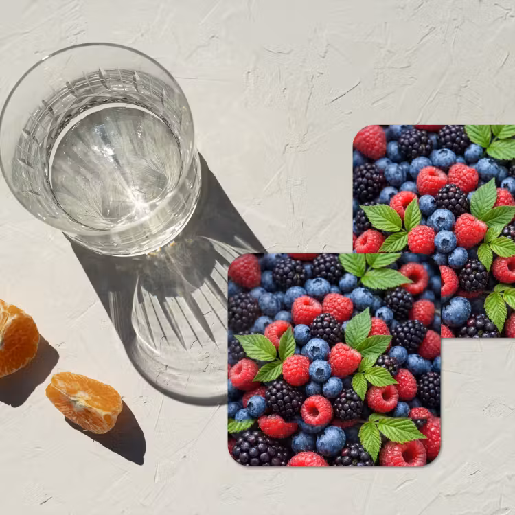 Onderzetter - Bessen - Vers - Waterdruppels - Kleurrijk - Eten — 2