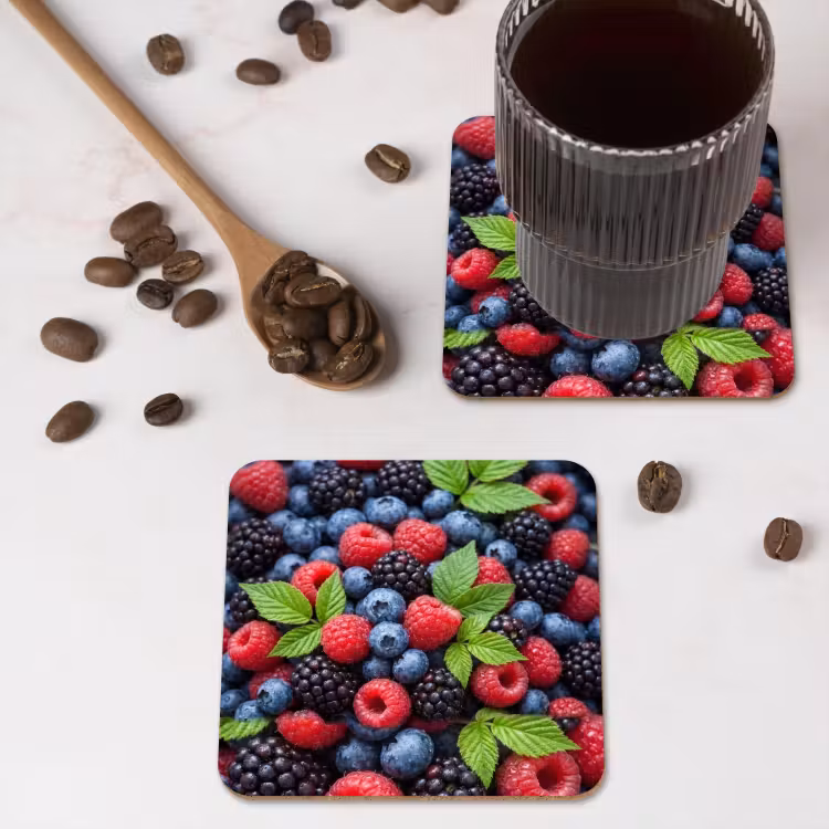 Onderzetter - Bessen - Vers - Waterdruppels - Kleurrijk - Eten — 4