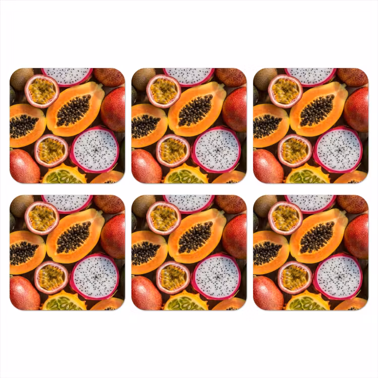 Onderzetter - Fruit - Geopend - Tropisch - Eten - Kleurrijk — 1
