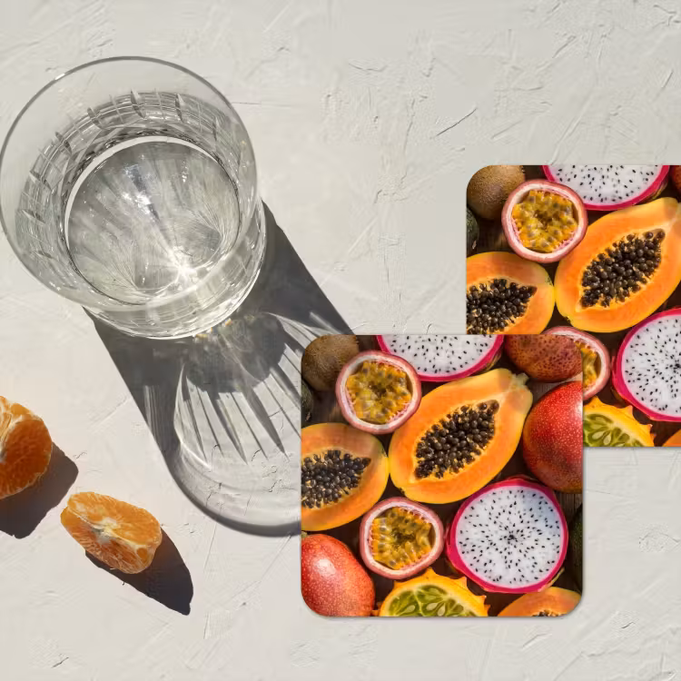 Onderzetter - Fruit - Geopend - Tropisch - Eten - Kleurrijk — 2