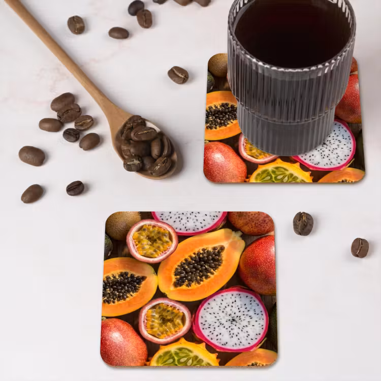Onderzetter - Fruit - Geopend - Tropisch - Eten - Kleurrijk — 4