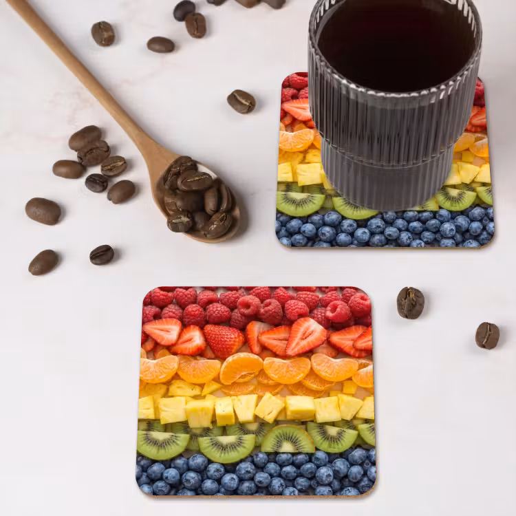 Onderzetter - Fruit - Regenboog - Gezond - Kleurrijk — 4
