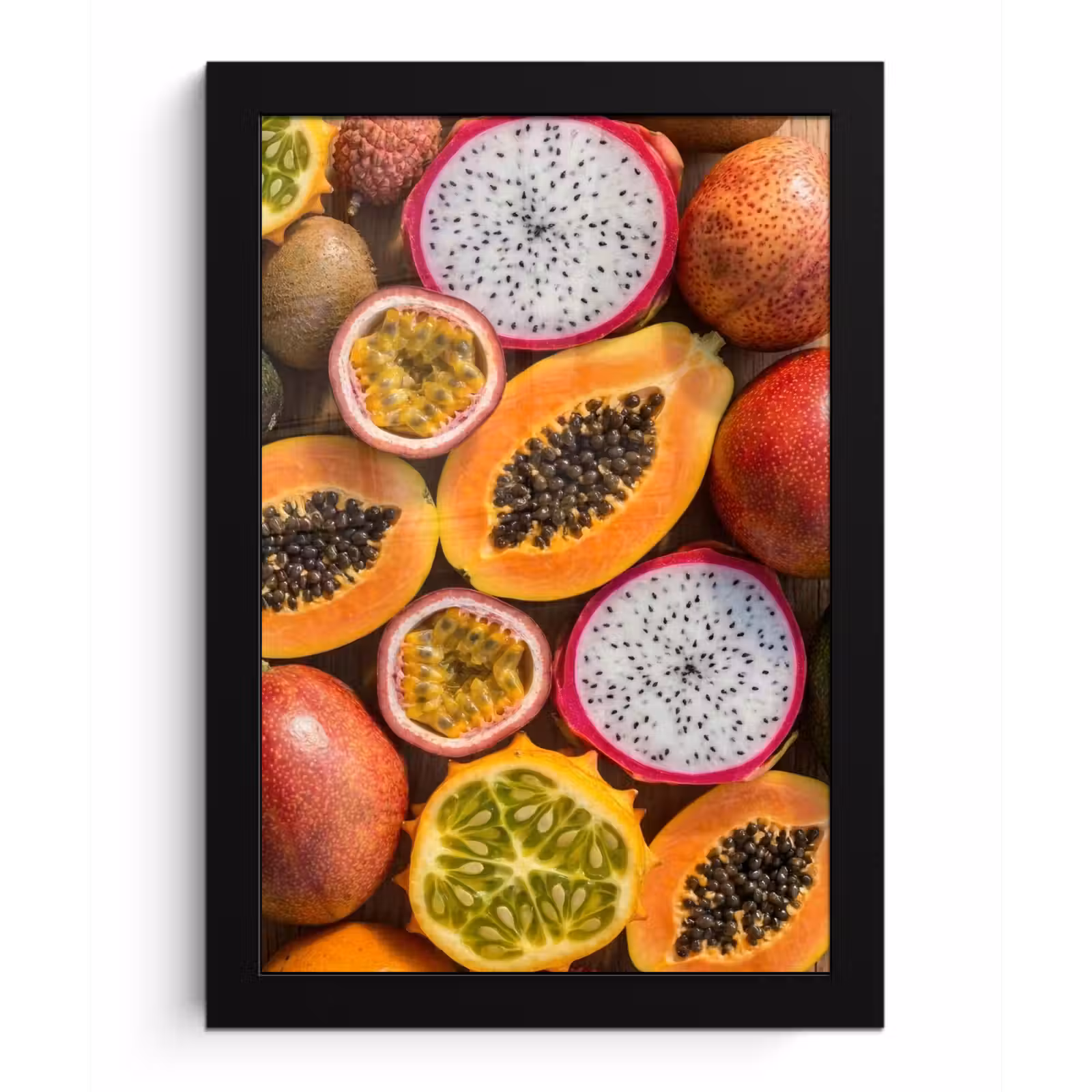 Poster met lijst - Fruit - Geopend - Tropisch - Eten - Kleurrijk — 1