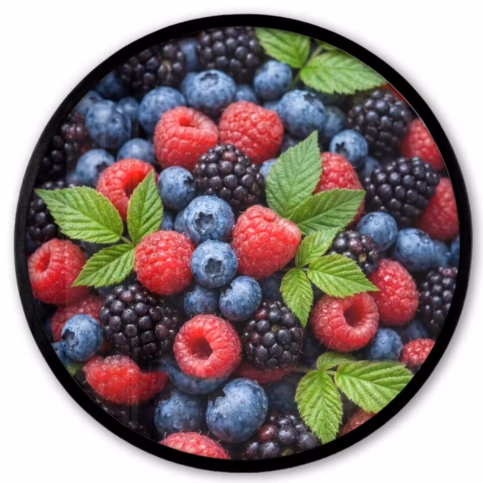 Ronde fotolijst - Bessen - Vers - Waterdruppels - Kleurrijk - Eten — 1