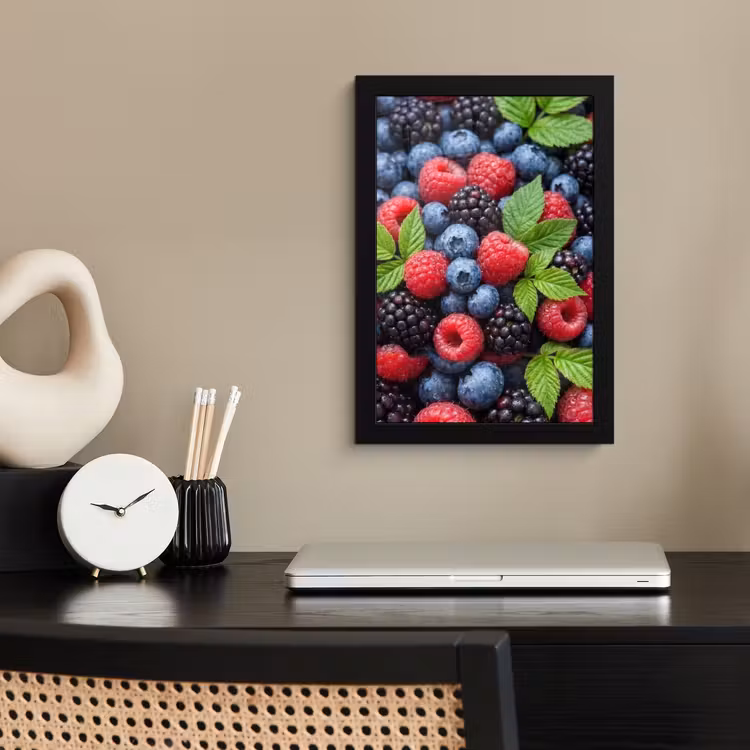 Poster met lijst - Bessen - Vers - Waterdruppels - Kleurrijk - Eten — 2