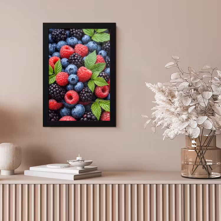 Poster met lijst - Bessen - Vers - Waterdruppels - Kleurrijk - Eten — 5