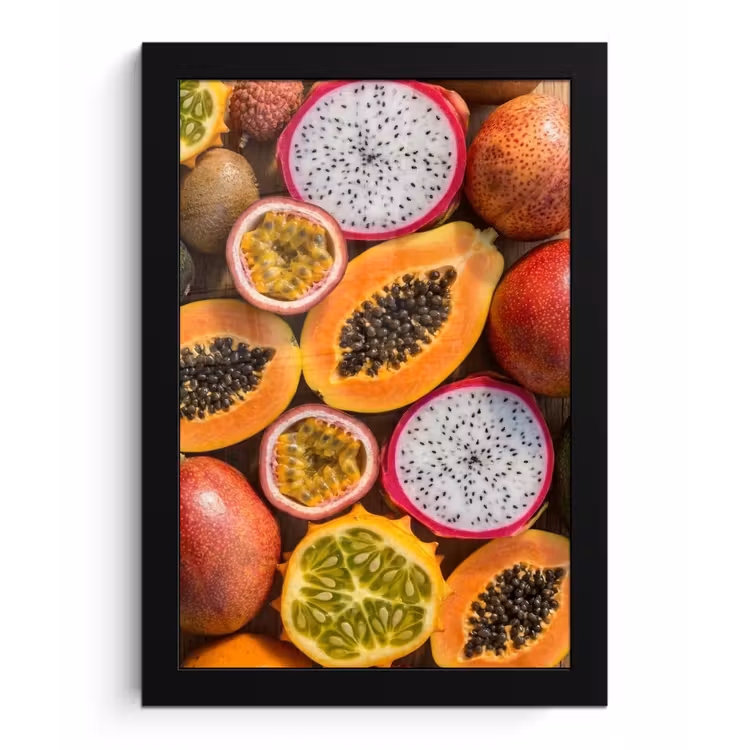 Poster met lijst - Fruit - Geopend - Tropisch - Eten - Kleurrijk — 1