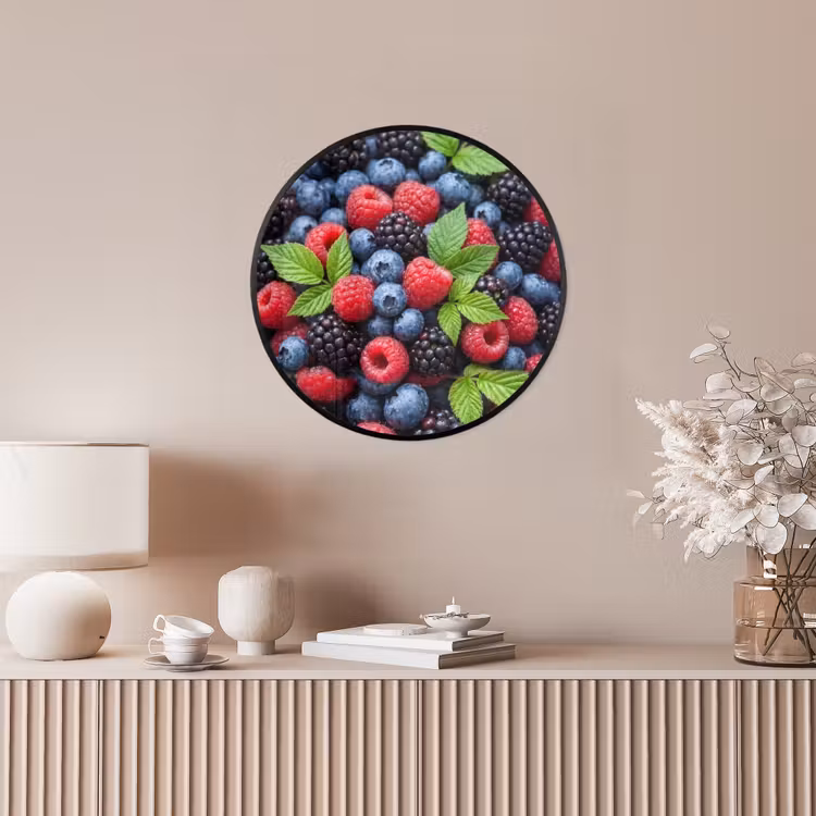 Ronde fotolijst - Bessen - Vers - Waterdruppels - Kleurrijk - Eten — 5