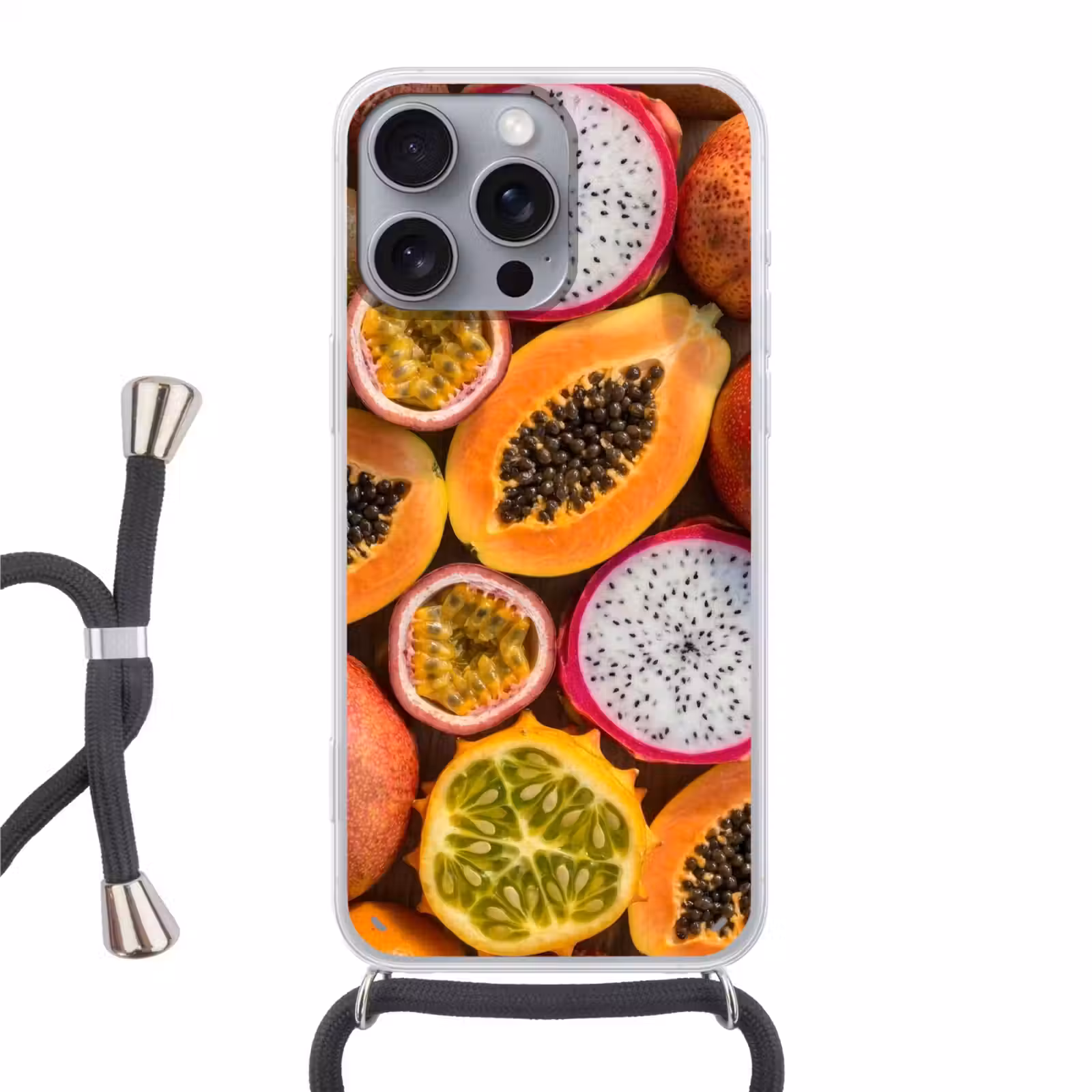 Telefoonhoesje met koord - Fruit - Geopend - Tropisch - Eten - Kleurrijk — 1