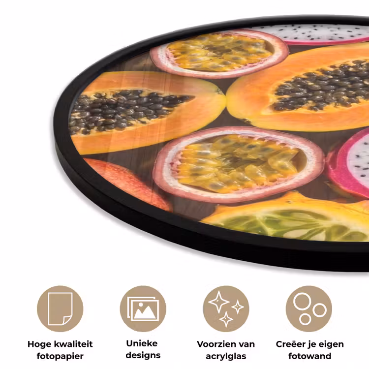 Ronde fotolijst - Fruit - Geopend - Tropisch - Eten - Kleurrijk — 2