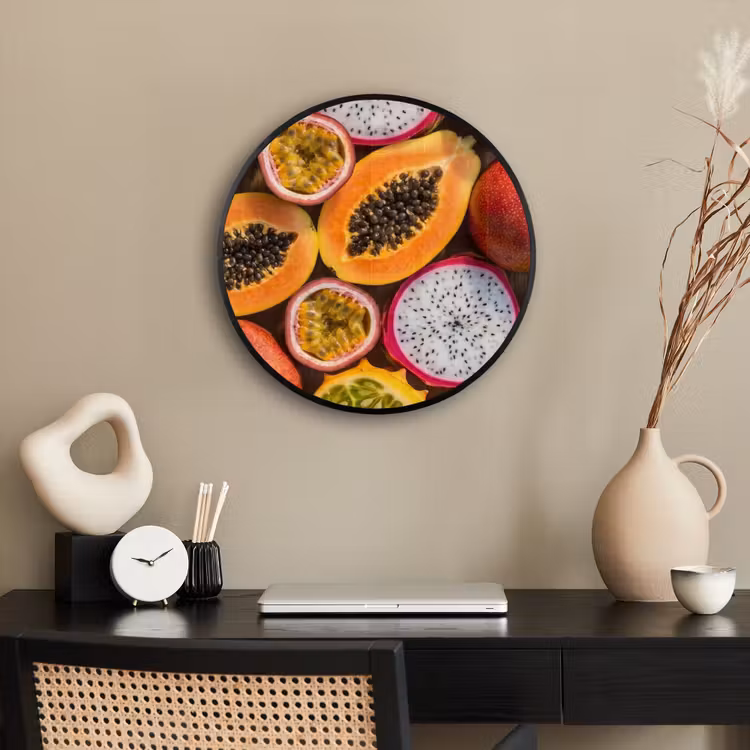 Ronde fotolijst - Fruit - Geopend - Tropisch - Eten - Kleurrijk — 3