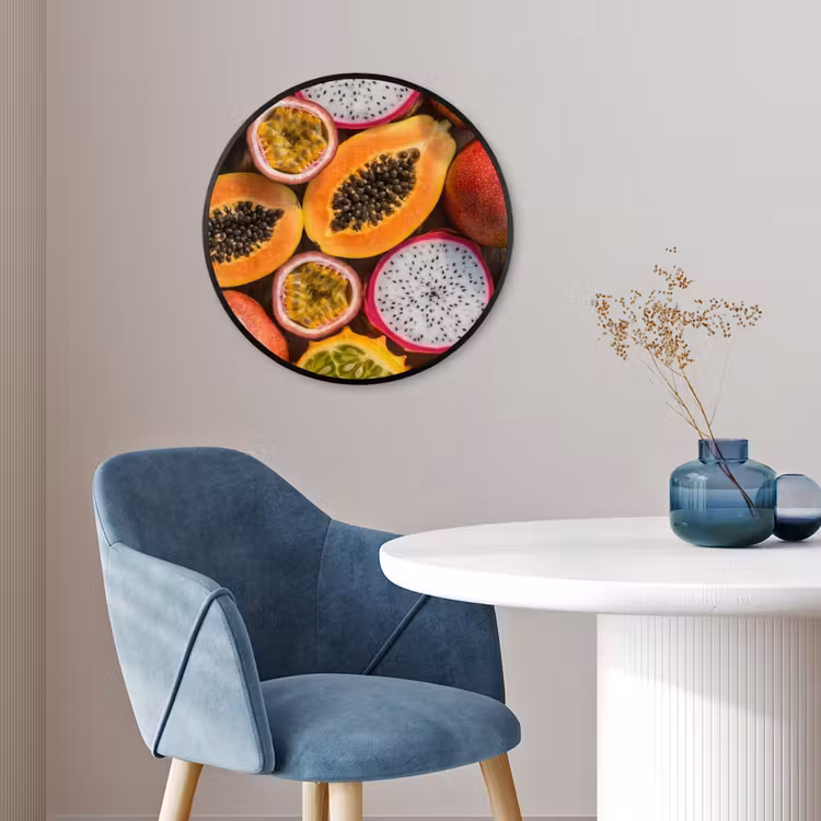 Ronde fotolijst - Fruit - Geopend - Tropisch - Eten - Kleurrijk — 4