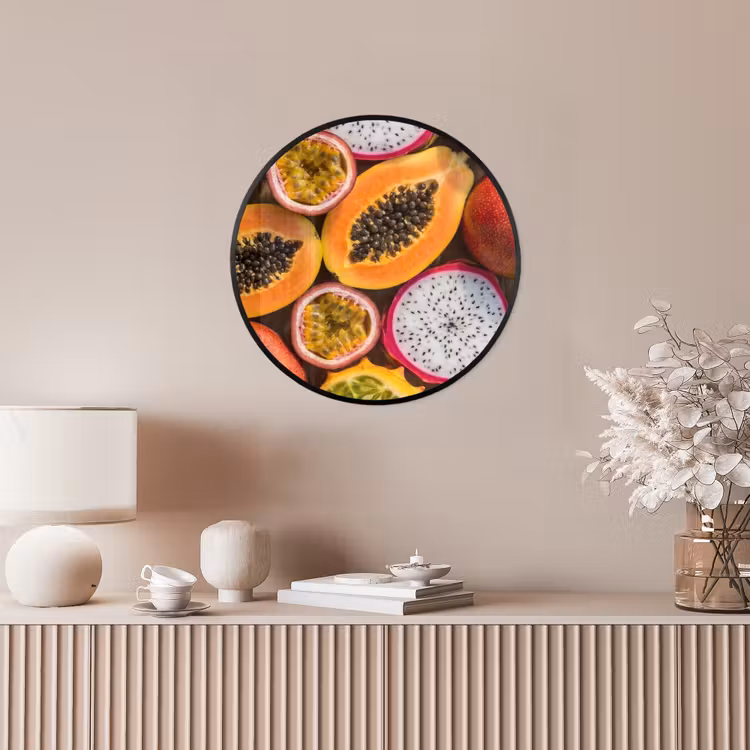 Ronde fotolijst - Fruit - Geopend - Tropisch - Eten - Kleurrijk — 5