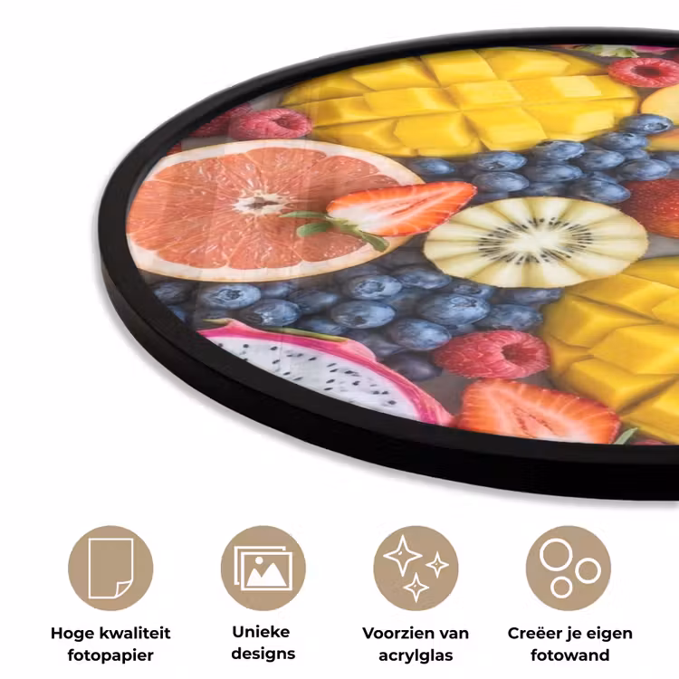 Ronde fotolijst - Fruit - Versneden - Kleurrijk - Eten - Gezond — 2