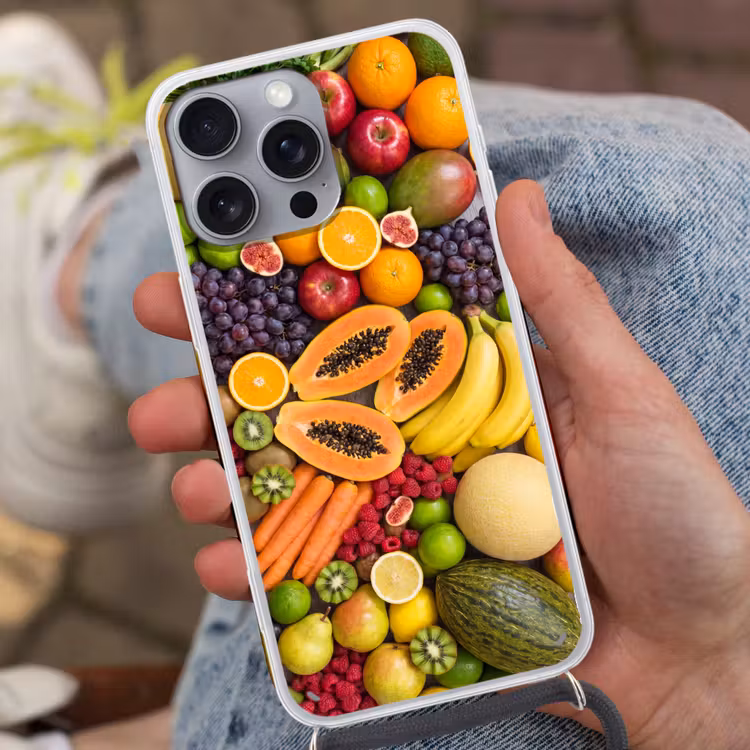 Telefoonhoesje met koord - Eten - Fruit - Groenten - Vers - Kleurrijk — 2