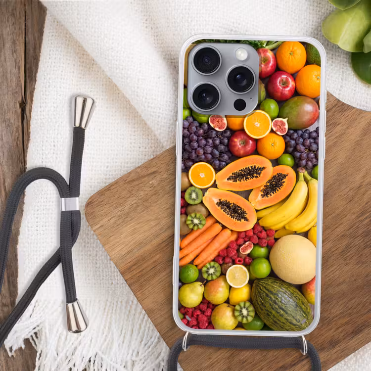 Telefoonhoesje met koord - Eten - Fruit - Groenten - Vers - Kleurrijk — 3