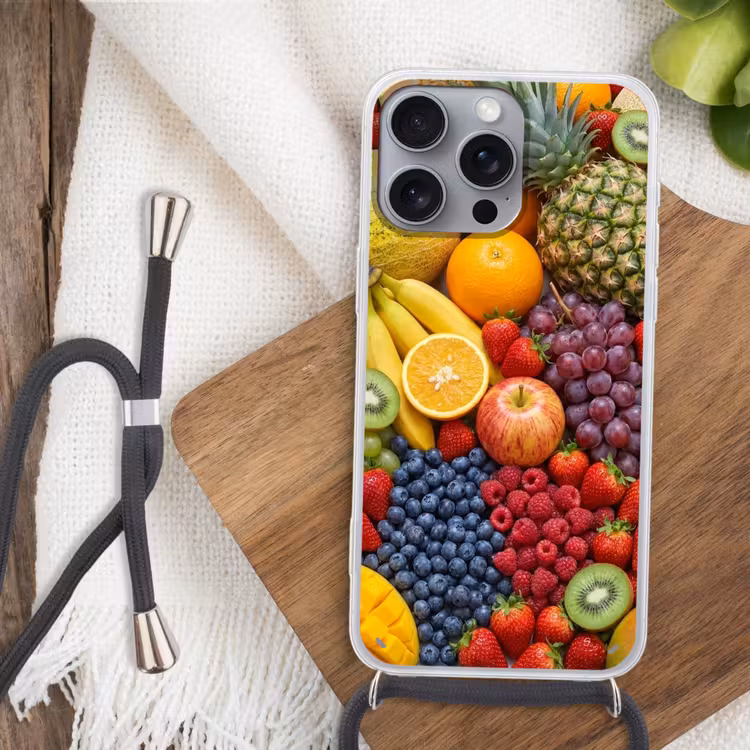 Telefoonhoesje met koord - Eten - Fruit - Vers - Kleurrijk - Voeding — 3