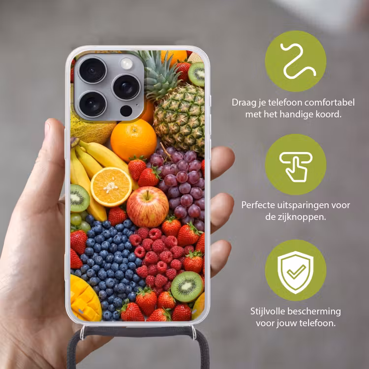 Telefoonhoesje met koord - Eten - Fruit - Vers - Kleurrijk - Voeding — 4