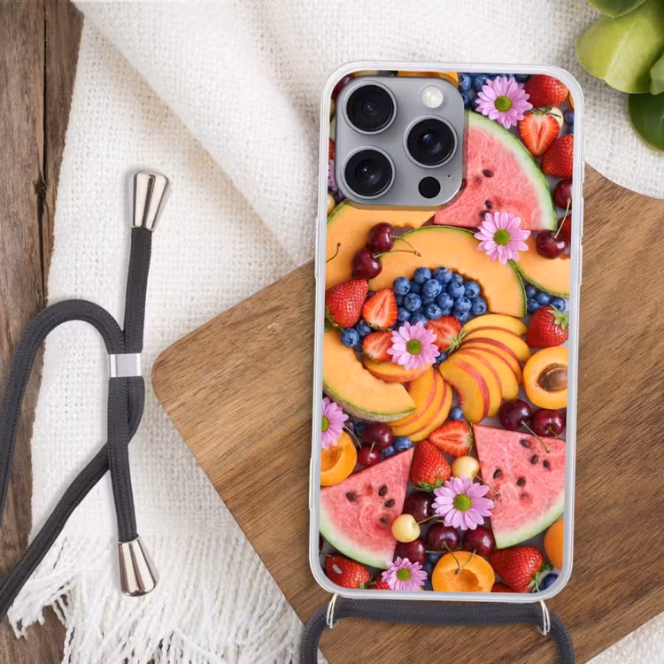 Telefoonhoesje met koord - Eten - Fruit - Zomer - Kleurrijk — 3