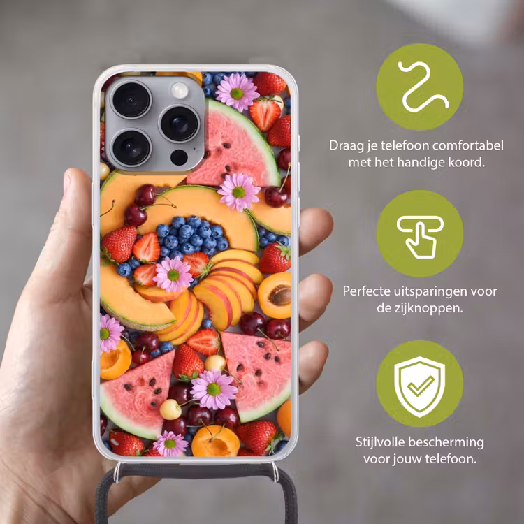 Telefoonhoesje met koord - Eten - Fruit - Zomer - Kleurrijk — 4