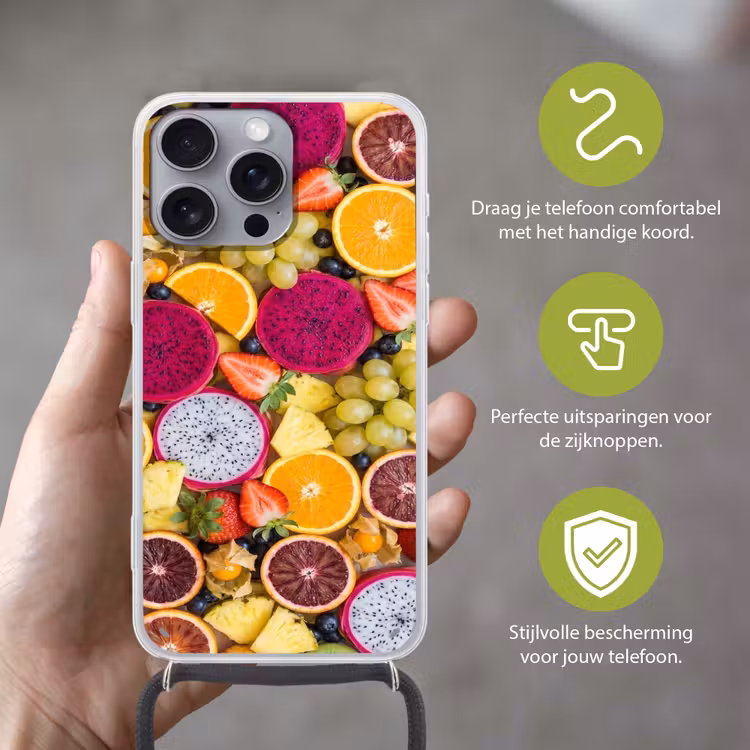 Telefoonhoesje met koord - Fruit - Assortiment - Kleurrijk - Gezondheid — 4