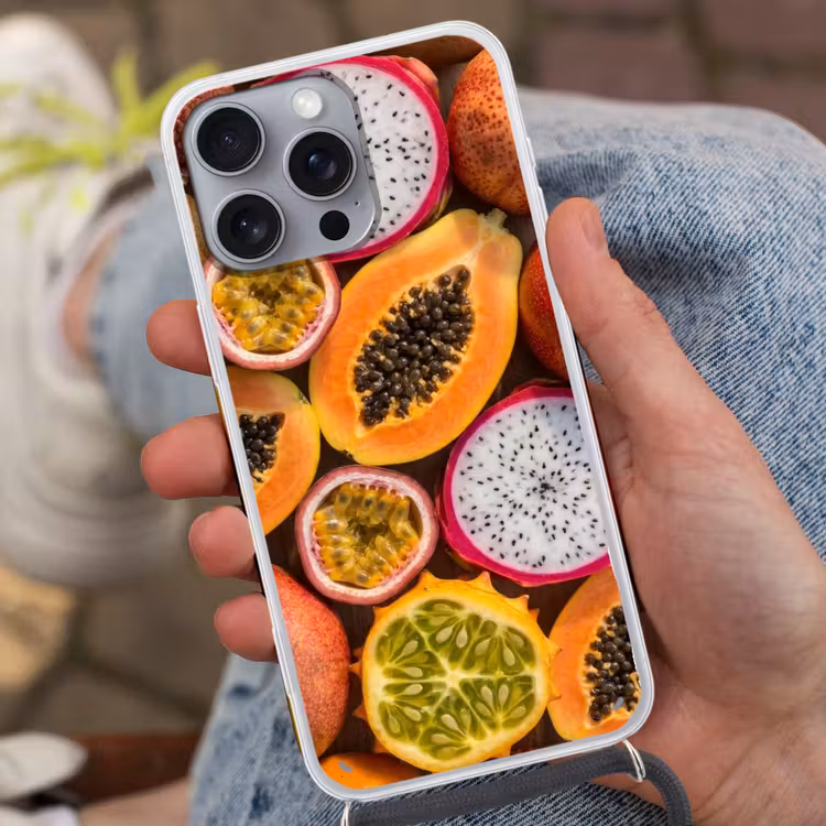 Telefoonhoesje met koord - Fruit - Geopend - Tropisch - Eten - Kleurrijk — 2