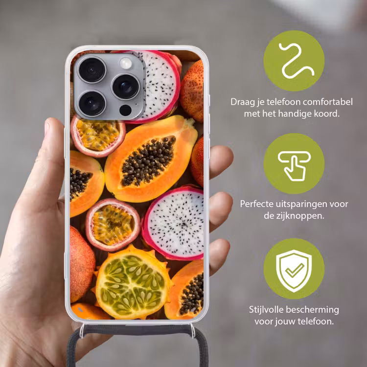Telefoonhoesje met koord - Fruit - Geopend - Tropisch - Eten - Kleurrijk — 4