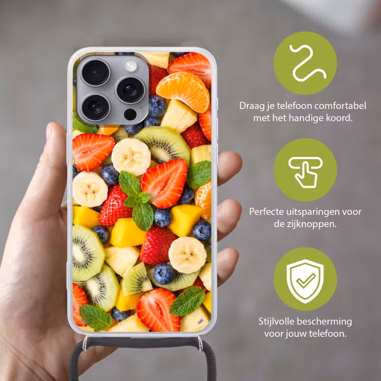 Telefoonhoesje met koord - Fruit - Plakjes - Eten - Kleurrijk — 4