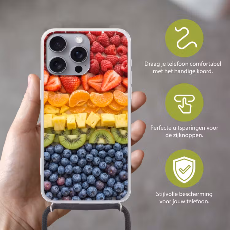 Telefoonhoesje met koord - Fruit - Regenboog - Gezond - Kleurrijk — 4