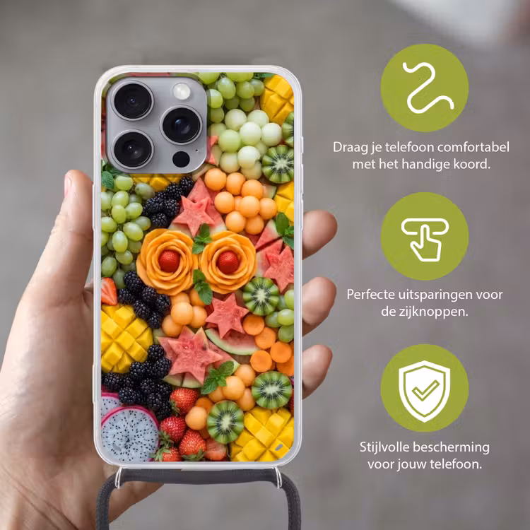 Telefoonhoesje met koord - Fruit - Variatie - Kleurrijk - Vers - Eten — 4