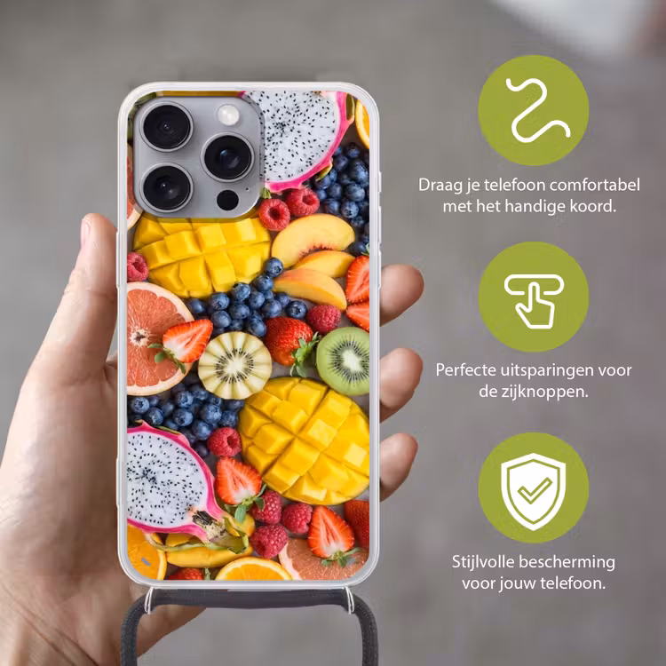 Telefoonhoesje met koord - Fruit - Versneden - Kleurrijk - Eten - Gezond — 4