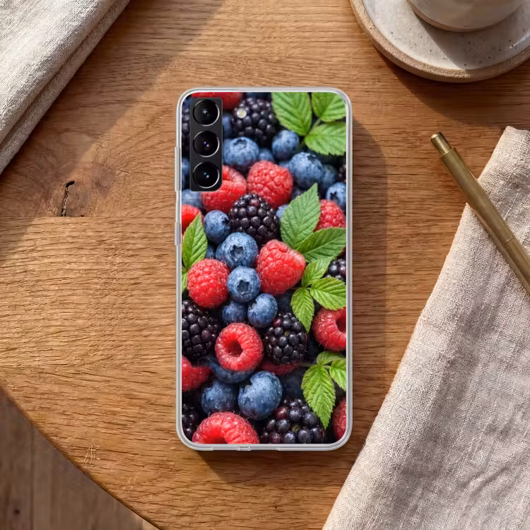 Telefoonhoesje Softcase - Bessen - Vers - Waterdruppels - Kleurrijk - Eten — 1