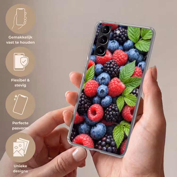 Telefoonhoesje Softcase - Bessen - Vers - Waterdruppels - Kleurrijk - Eten — 3