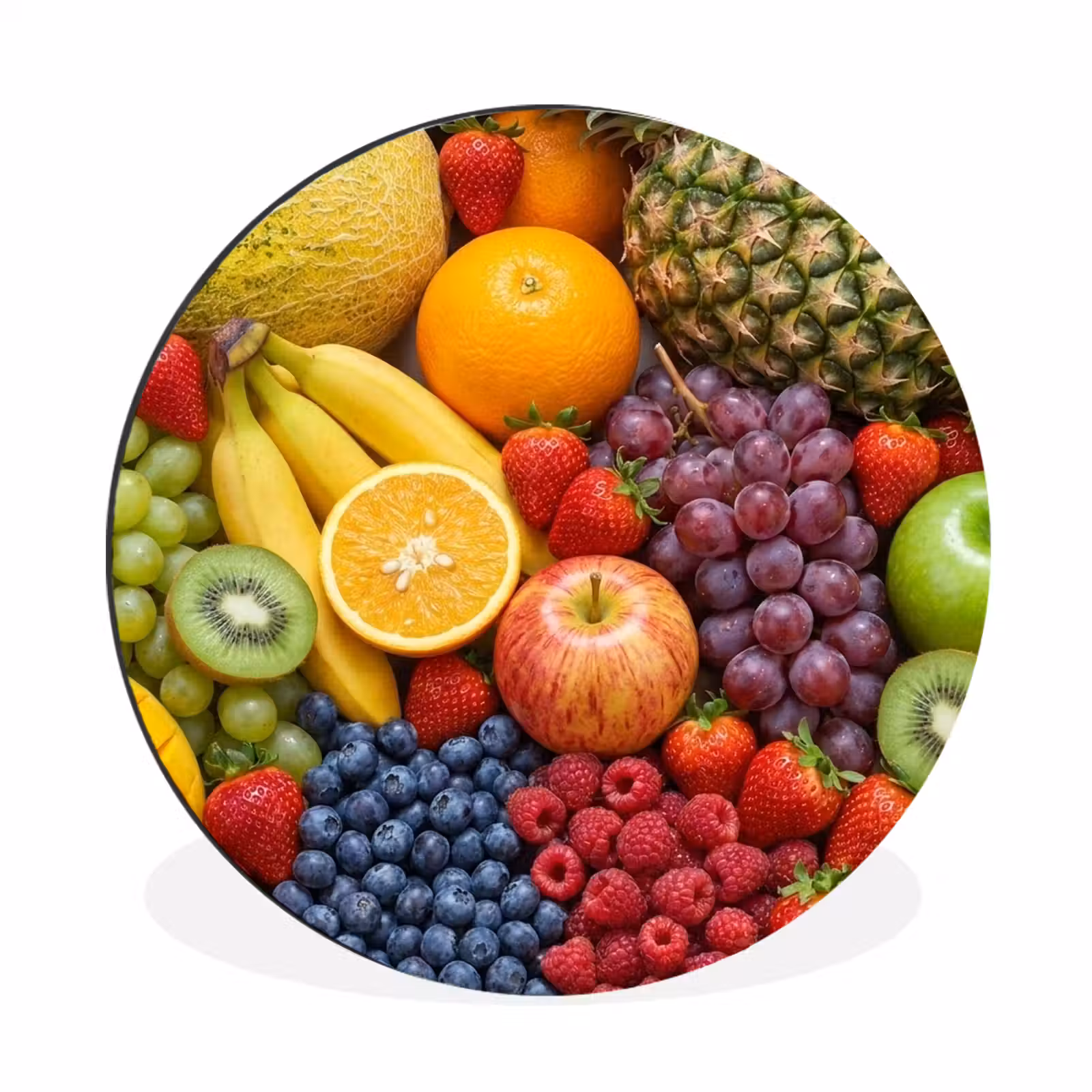 Wandcirkel - Aluminium - Eten - Fruit - Vers - Kleurrijk - Voeding — 1